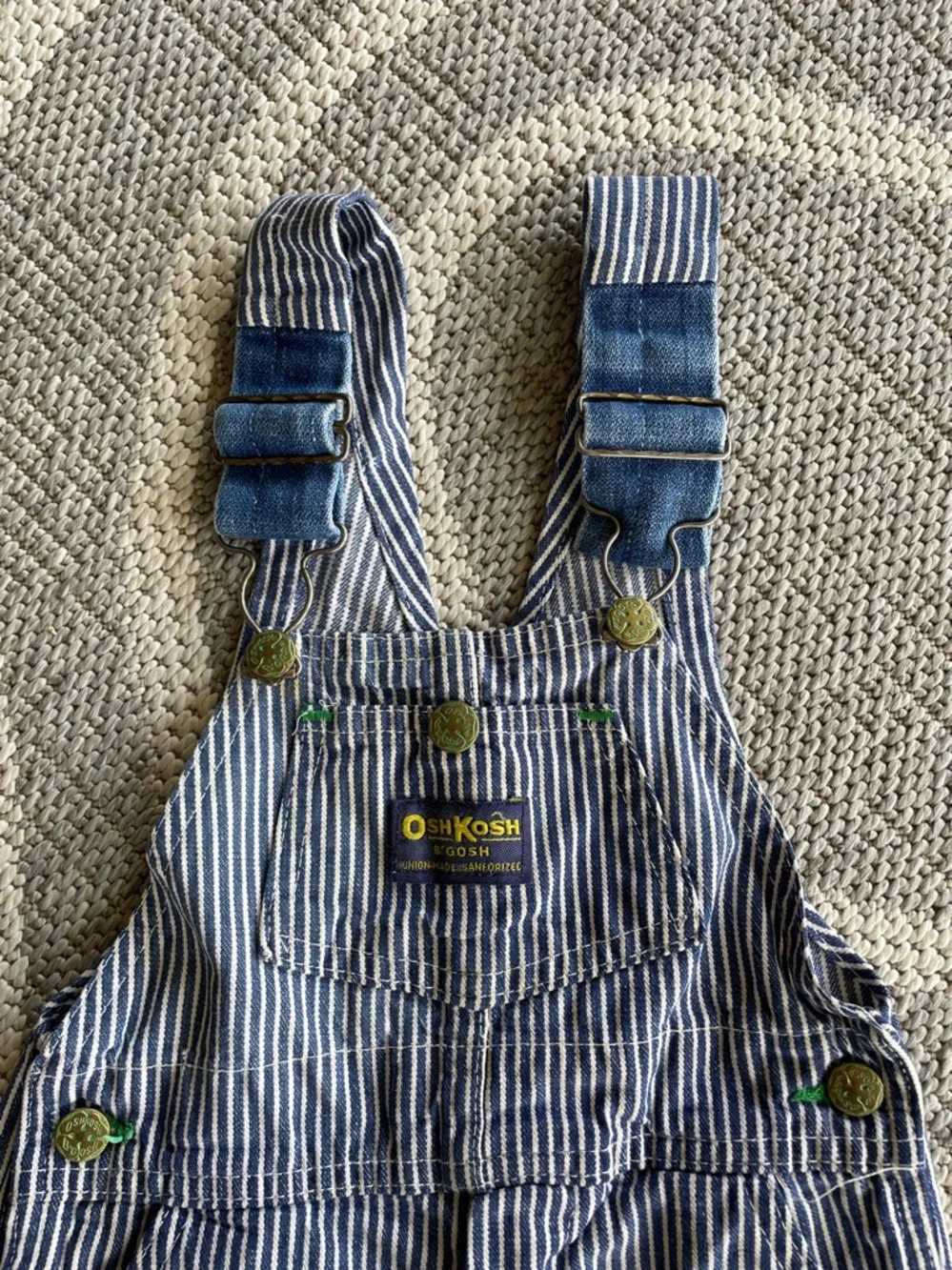 Oshkosh B’gosh vintage overalls blue stripy denim approx age 24 / 2 / 3 great